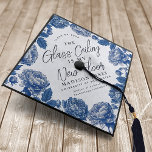 Blue Toile De Jouy Peony Glass Ceiling  Graduation Graduation Cap Topper<br><div class="desc">Celebrate your graduation with this design that features the words "The glass ceiling is new my floor" in an elegant blue Toile De Jouy inspired design with peony flowers.</div>