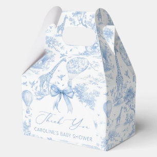Blue Toile de Jouy Safari Boy Baby Shower Favor Boxes