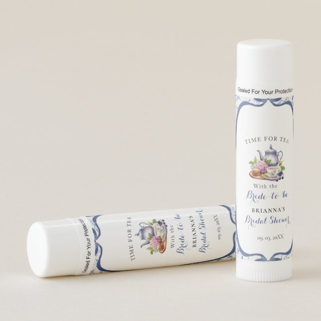 Blue Toile de jouy Tea Party Bridal shower Lip Balm (Front)