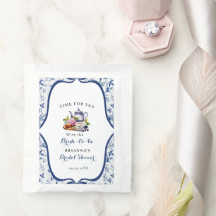 Blue Toile de jouy Tea Party Bridal shower Tea Bag Drink Mix