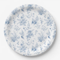 Blue Toile De Jouy Vintage Floral Chinoiserie