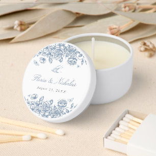 Blue Toile de Jouy Wedding Favor Chinoiserie Mini Candle Favors