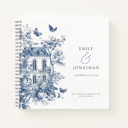 Blue Toile De Jouy Wedding Guest Book