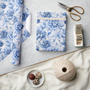 Blue Toile de Jouy Wrapping Paper