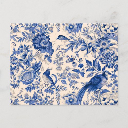 Blue Toile Du Jouy French Garden Postcard