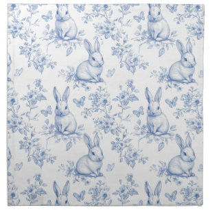 Blue Toile Easter Bunny Cloth Napkin