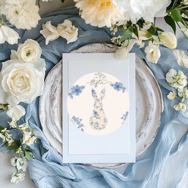 Blue toile Easter Classic Round Sticker (Creator Uploaded)