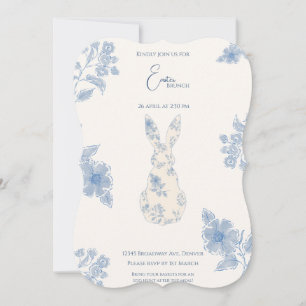 Blue toile Easter invitation