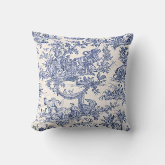 Blue Toile - English - French Country side Classic Throw Pillow