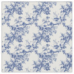 Blue Toile Floral Branch Pattern Fabric