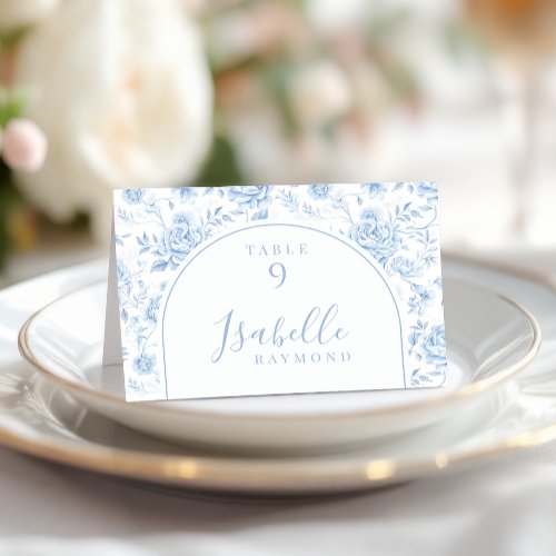 Blue Toile Floral Chinoiserie Wedding Place Cards