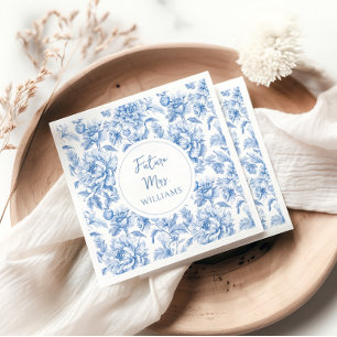 Blue Toile Floral Future Mrs Bridal Shower Napkins