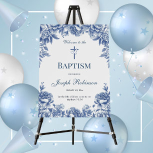 Blue Toile Flower Baptism Foam Boards