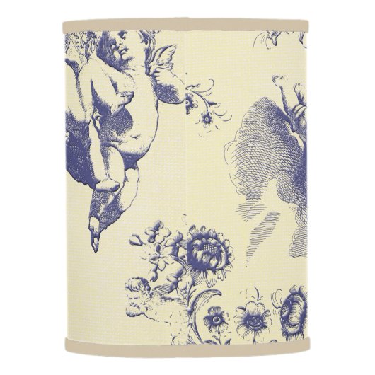 Blue Toile French Country Cherub Pattern Lamp Shade (Back)