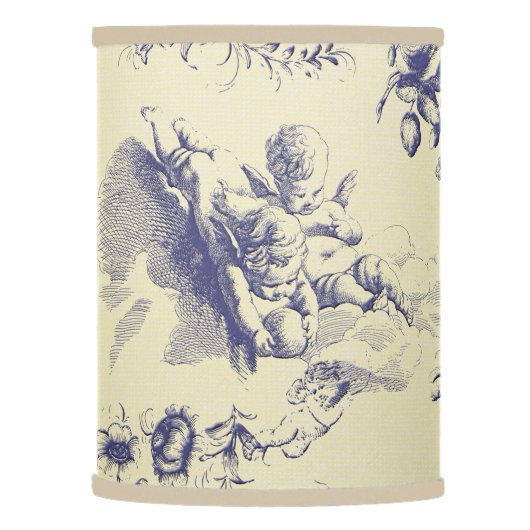 Blue Toile French Country Cherub Pattern Lamp Shade (Left)