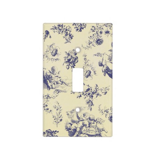Blue Toile French Country Cherub Pattern Light Switch Cover