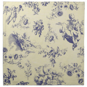 Blue Toile French Country Cherub Pattern Napkin