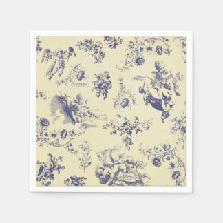 Blue Toile French Country Cherub Pattern Paper Napkins