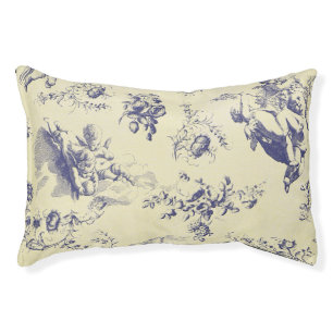 Blue Toile French Country Cherub Pattern Pet Bed