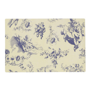 Blue Toile French Country Cherub Pattern Placemat