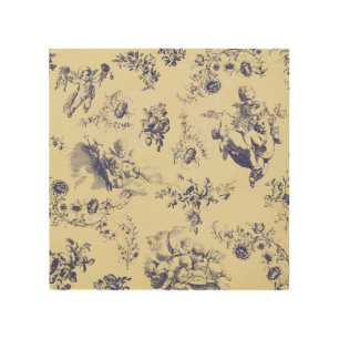 Blue Toile French Country Cherub Pattern Wood Wall Decor