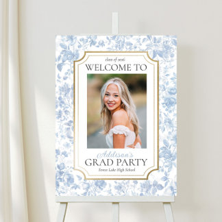 Blue Toile Graduation Party Welcome Sign