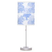 Blue Toile Jungle Animals Safari Chinoiserie Boy Table Lamp (Front)