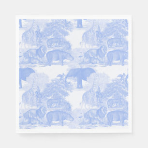 Blue Toile Jungle Animals Safari Chinoiserie Napkins