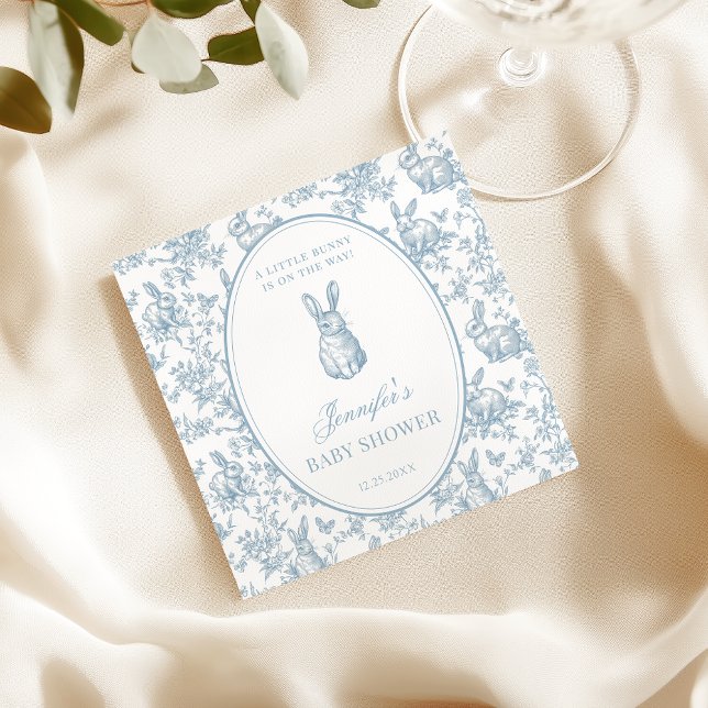 Blue Toile Little Bunny Easter Baby Boy Shower Napkins (Creator Uploaded)