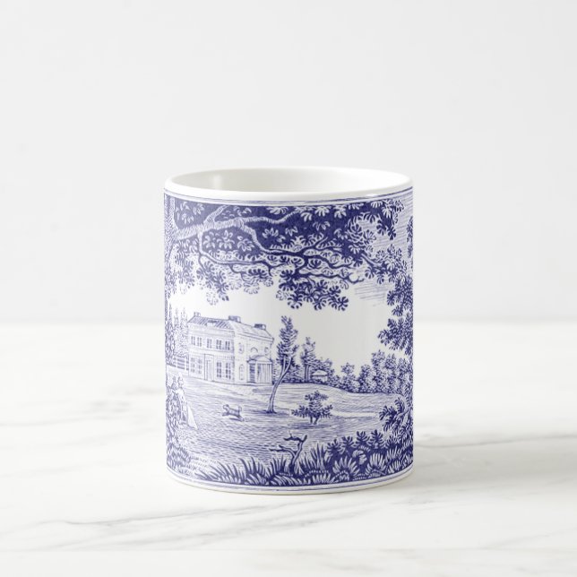 Blue Toile Mug - French Country Decor (Center)