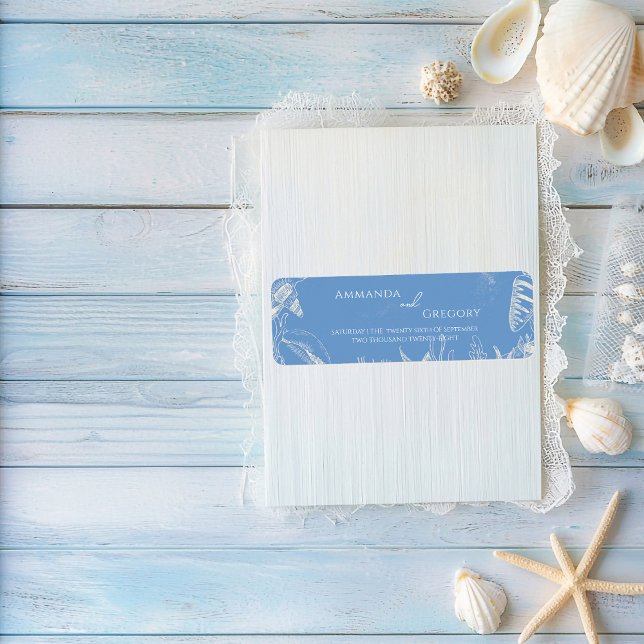 Blue Toile Ocean themed Wedding Label (Creator Uploaded)
