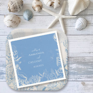 Blue Toile Ocean themed Wedding Napkins