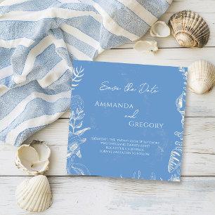 Blue Toile Ocean themed Wedding Save the date