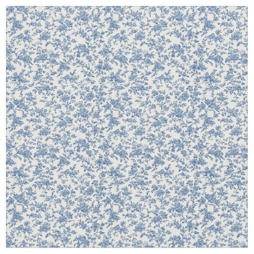 Blue Toile Petite Floral Pattern Fabric