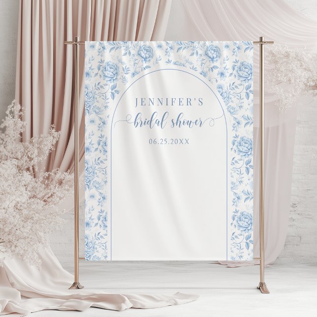 Blue Toile Porcelain Floral Bridal Shower Backdrop (Creator Uploaded)