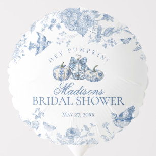 Blue Toile Pumpkin French Fall Bridal Shower Favor Balloon