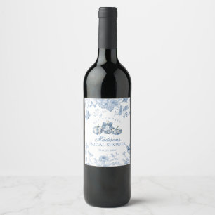 Blue Toile Pumpkin French Fall Floral Bridal Showe Wine Label