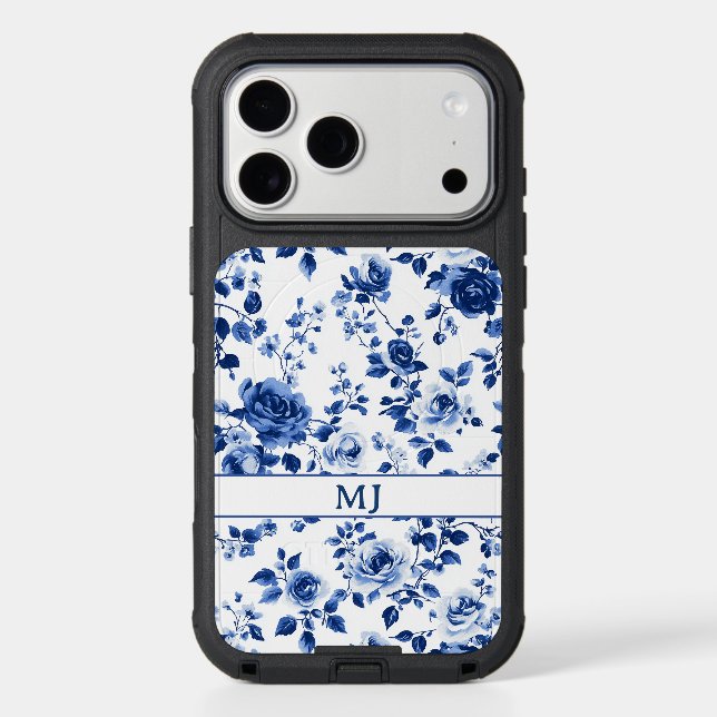 Blue Toile Rose OtterBox Case (Back)