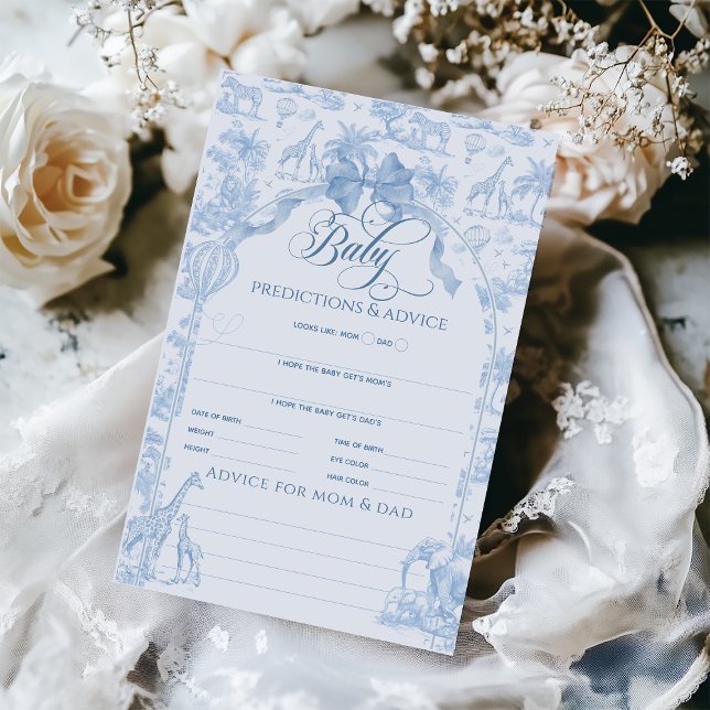 Blue Toile Safari Animal Baby Prediction Game (Creator Uploaded)