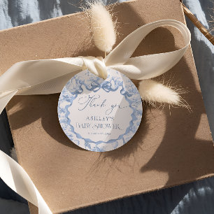 Blue Toile Safari Animal Baby Shower Thank Favor Favor Tags