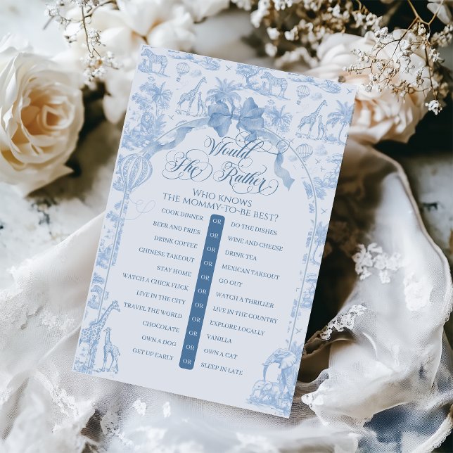 Blue Toile Safari Animal Would Mom Rather Game (Creator Uploaded)