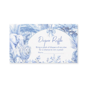 Blue Toile Safari Baby Shower Diaper Raffle Enclosure Card