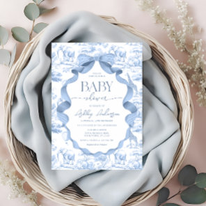 Blue Toile Safari Baby Shower Invitation