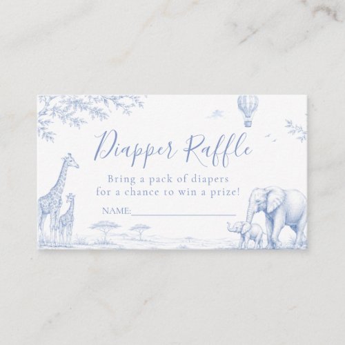 Blue Toile Safari Giraffe Elephant Baby Shower Enclosure Card