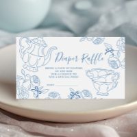 Blue Toile Tea Party Diaper Raffle