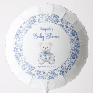 Blue Toile Teddy Bear Baby Shower Balloon