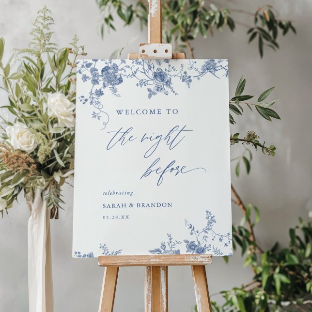 Blue Toile The Night Before Rehearsal Dinner Foam Board (Creator Uploaded)