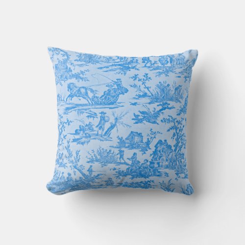 Blue Toile Throw Pillow