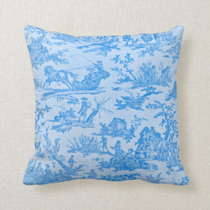 Blue Toile Throw Pillow