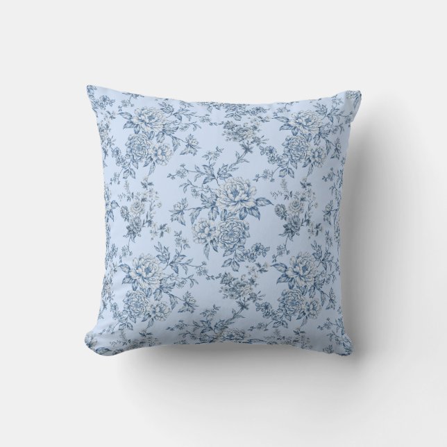 Blue Toile  Throw Pillow (Front)